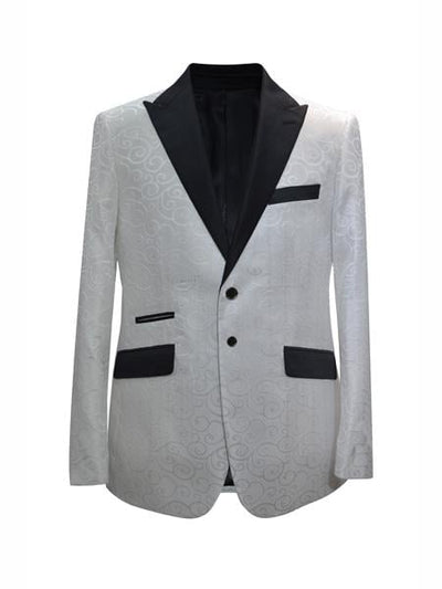 Men's 2 Button Fashion Designed White Sport Coat Blazer