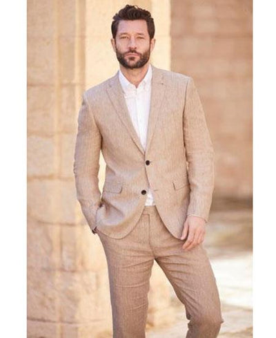 Dark Tan Linen ~ Taupe ~ Khaki Suit - Mens Linen Suit