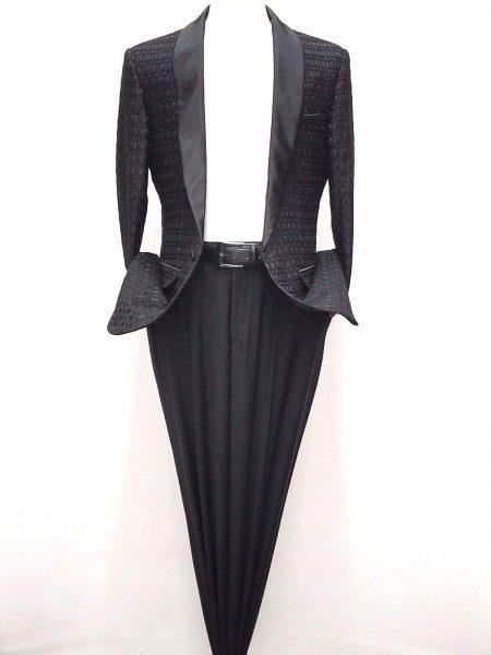 Men's Cheap Priced Black Fashion Shiny Woven Pattern Fully Lined Jackets