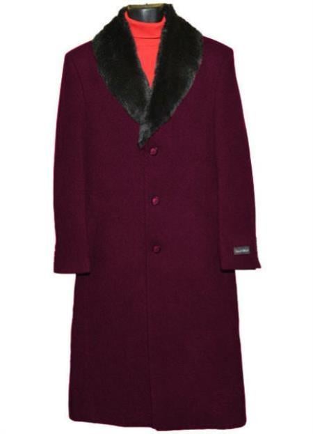 Men's Dark Burgundy ~ Wine ~ Maroon Big And Tall Overcoat