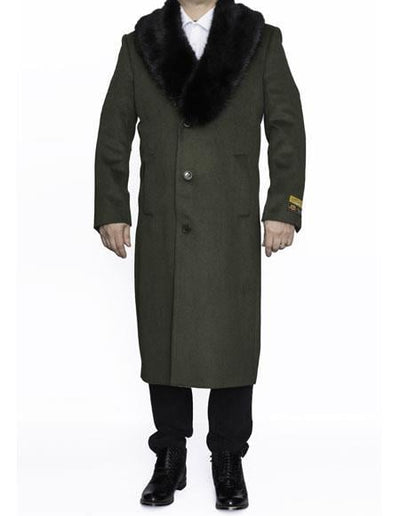 Men's Big And Tall Overcoat Long Men's Dress Topcoat - Winter coat 4XL 5XL 6XL Olive Green