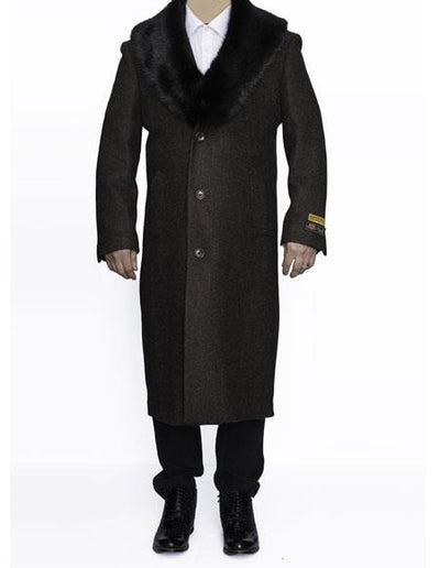 Men's Big And Tall Overcoat Long Men's Dress Topcoat - Winter coat 4XL 5XL 6XL Brown