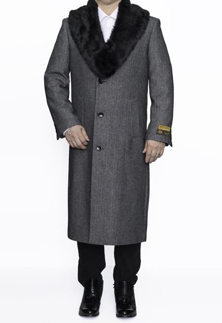 Men's Big And Tall Overcoat Long Men's Dress Topcoat - Winter coat 4XL 5XL 6XL Grey