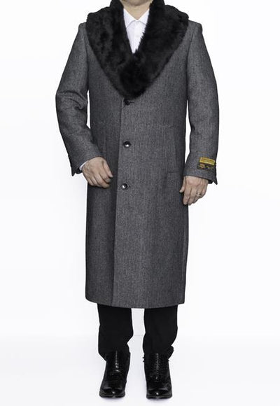 Men's Big And Tall Overcoat Long Men's Dress Topcoat - Winter coat 4XL 5XL 6XL Grey