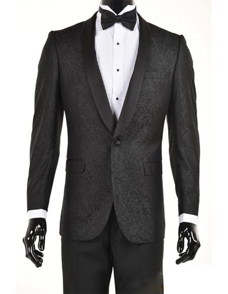 Black One Button  Velvet Suit main image 0