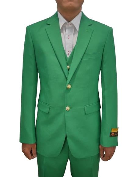Men's Augusta Green Vested 3 Piece Suit