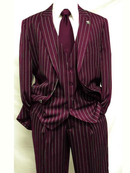 Men's Gangster Bold PinStripe Stripe Chalk Pinstripe Vested 3 Piece Fashion Suit 1920;s 30s Fashion in 10 Colors Pre order Collection For August/1/2021