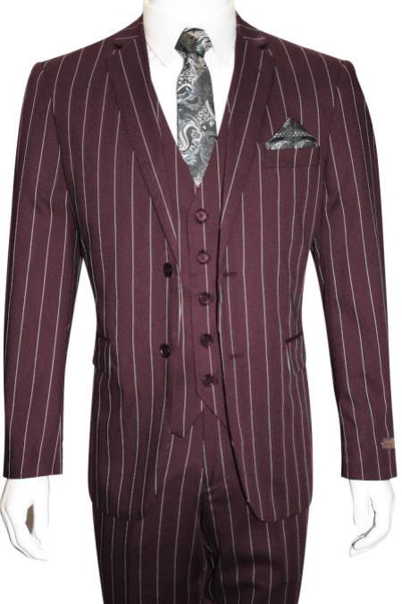 2 Button Gangster Pinstripe Suit