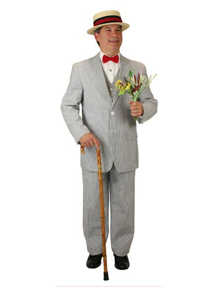 Men's Black ~ White Two Button Double Vents Suit