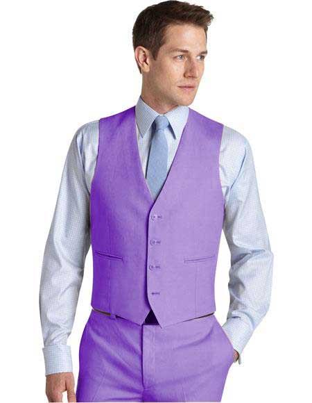 Matching Waistcoat Wedding ~ Prom Dress Tuxedo Wedding Men's Vest ~ Waistcoat ~ Waist coat & Flat Front Pants Set Lavender