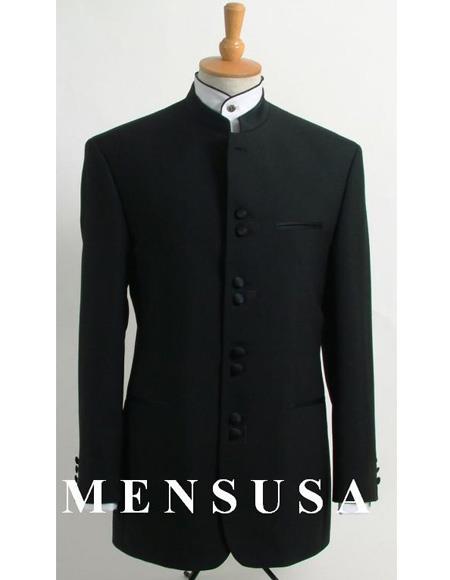 Men's Collarless Blazer Nehru Jacket Marriage Groom Wedding Black