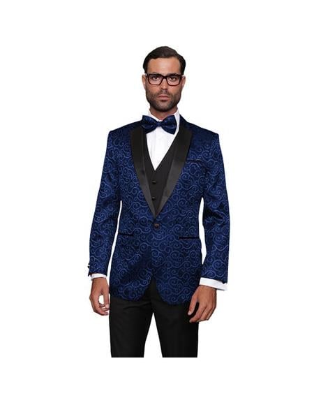 Single Breasted Wool One Button Dark Navy Suit