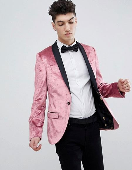 Men's Pink One Button Super Skinny Casual Blazer