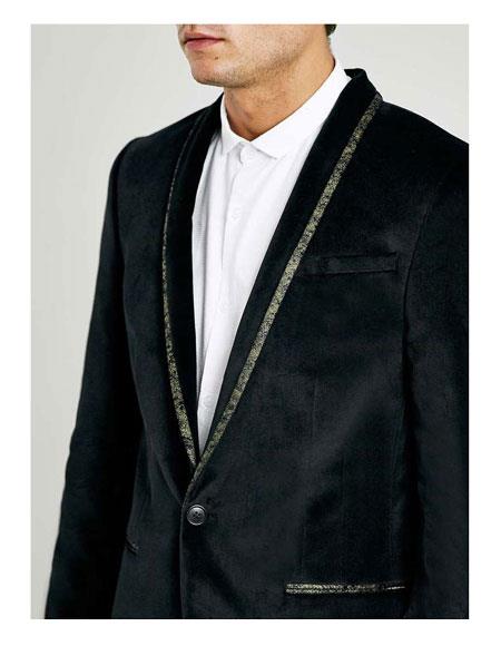 Men's One Button Shawl Lapel Black Tuxedo