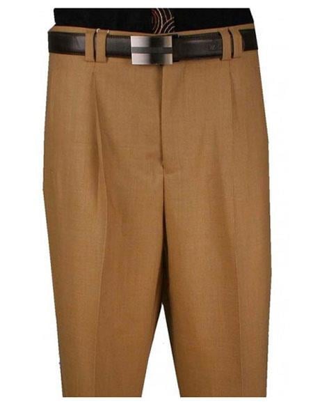 Men's Single Pleat 100% Pure Wool Wide Leg Camel Pant unhemmed unfinished bottom unhemmed unfinished bottom unhemmed unfinished bottom