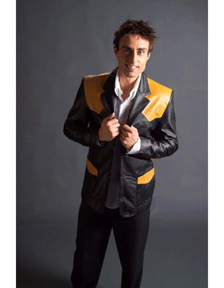 Men's Black 2 toned Western Blazer
