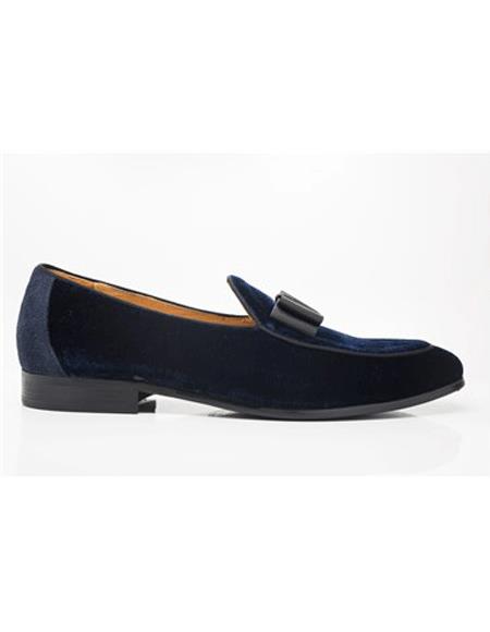 Tuxedo Shoes Navy Carrucci Velvet Tuxedo Dress Men's Shoe For Men Perfect for Wedding