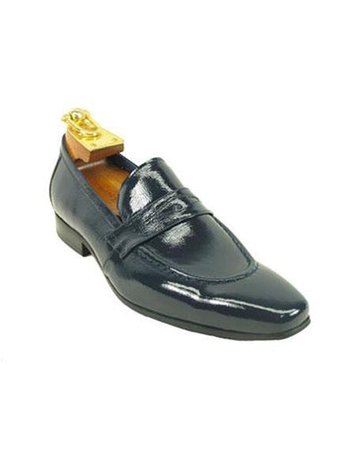 Mens Carrucci Shoes Tuxedo Shoes Navy Slip On Cap Toe Men's Shoes Perfect for Men's Prom Shoe