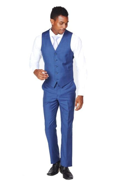 Men's Blue Dress Tuxedo Wedding Men's Vest ~ Waistcoat ~ Waist coat & Tie & Matching Dress Pants Set