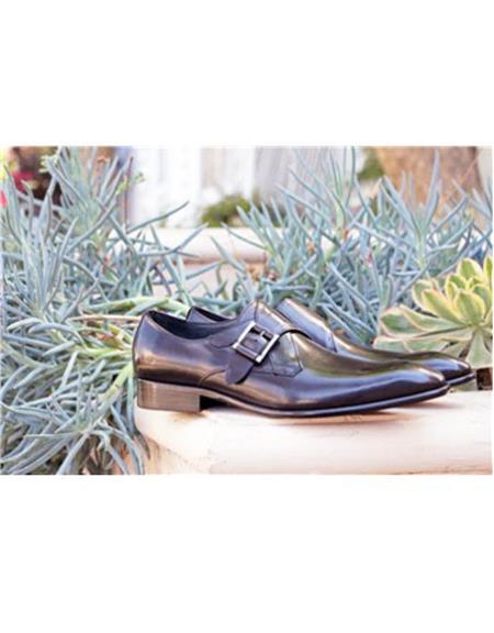 Men's Slip On Buckle Closure Grey Carrucci Shoe