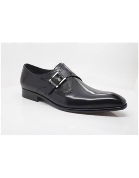 Men's Black Wrapped Silver Carrucci Black Dress Shoe