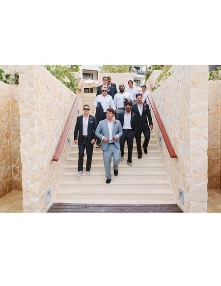 Men's Beach Wedding Attire Suit Menswear Gray ~ Black $199