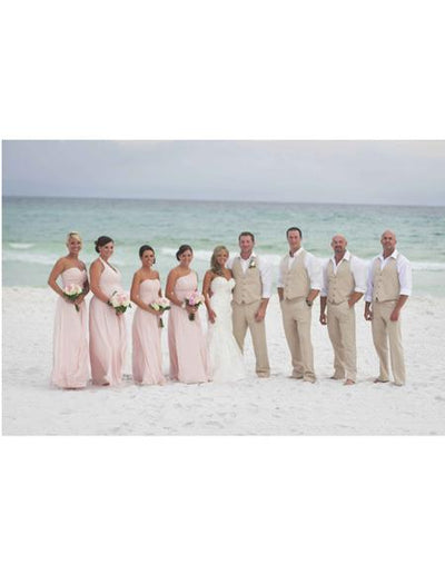 Men's Beige Four Button Beach Wedding Attire Suit