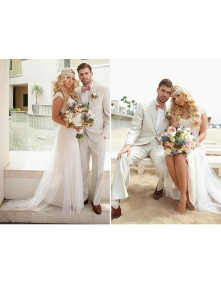 Men's Beach Wedding Attire Suit Menswear Ivory $199