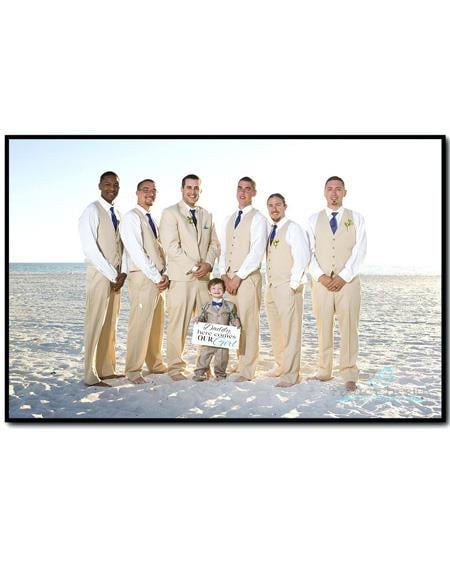 Men's Beige Beach Wedding Attire Suit Menswear