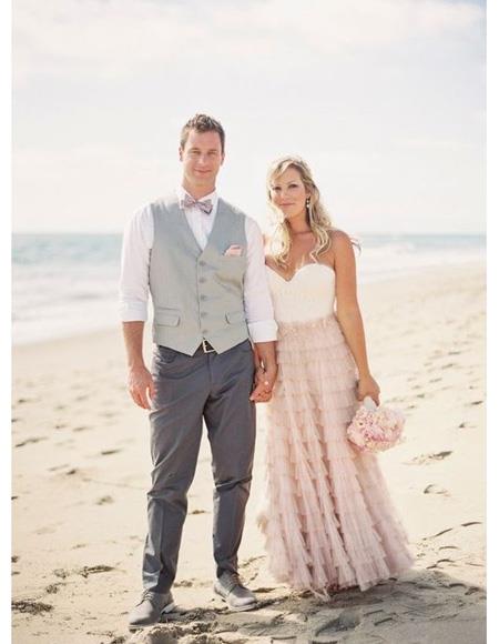 Men's Gray Five Buttons Beach Wedding Attire Suit