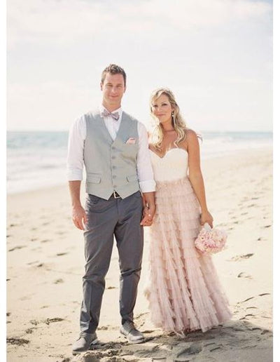 Men's Gray Five Buttons Beach Wedding Attire Suit
