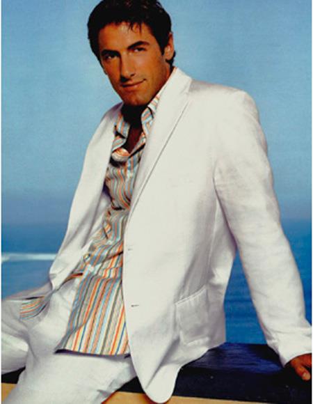 Men's Beach Wedding Attire Suit Menswear White $199