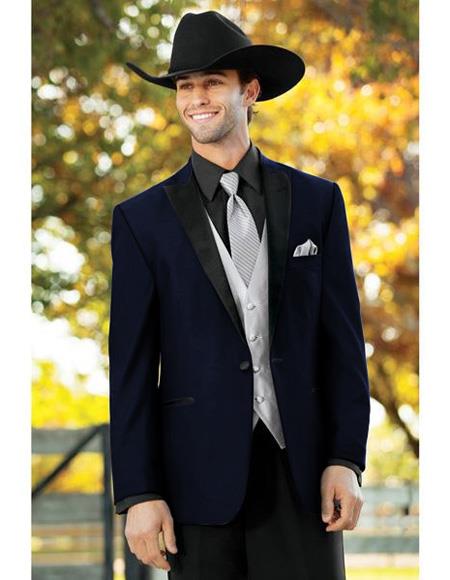 Men's Dark Navy Blue One Button Suit