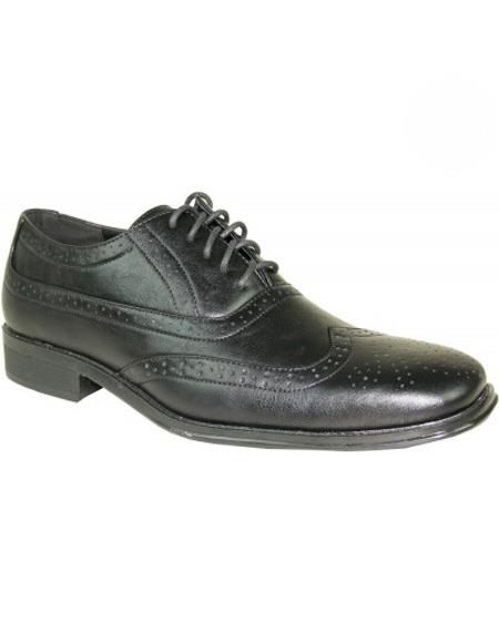 Men's Black Lace Up Wingtip Shoe