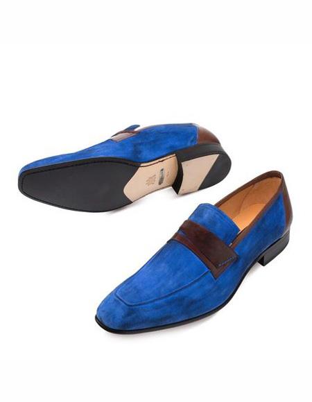 Men's Blue Slip On Stylish Dress Loafer Design Shoe