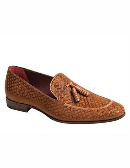 Men's Tan Slip On Stylish Dress Loafer Design Hand Made Shoe