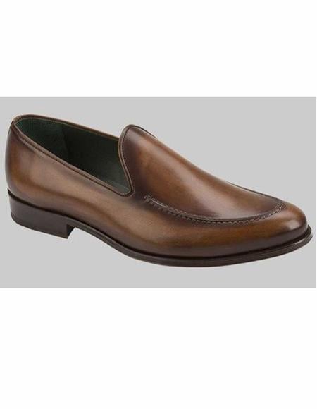 Men's Cognac Slip On Shoe Stylish Dress Loafer Design