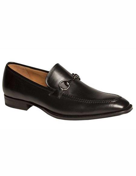 Men's Leather Black Shoe Moc Toe