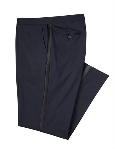 Men's Navy Wool Blend Tuxedo Pants