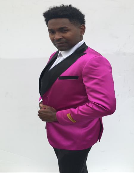 Men's Peak Label Pink and Black Suit