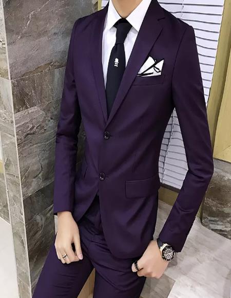 Men's Eggplant ~ Plum ~ Dark Purple ~ Dark Burgundy Slim Fit business Suit