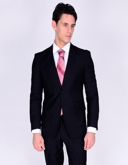 Bertolini Silk & Fabric Suit Black- High End Suits - High Quality Suits