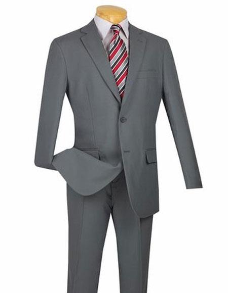 Men's Gray Poly Poplin Fabric Classic Fit Flat Front Pant Lucci Suit