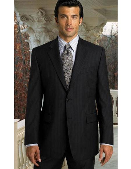 Athletic Cut Classic Suits Men's suit Classic Relax Fit Pleated Pants 19 Inch Bottom Black