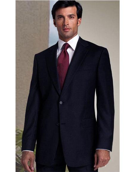 Athletic Cut Classic Suits Men's suit Classic Relax Fit Pleated Pants 19 Inch Bottom Dark Navy