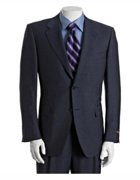 Athletic Cut Classic Suits Men's suit Classic Relax Fit Pleated Pants 19 Inch Bottom Dark Navy