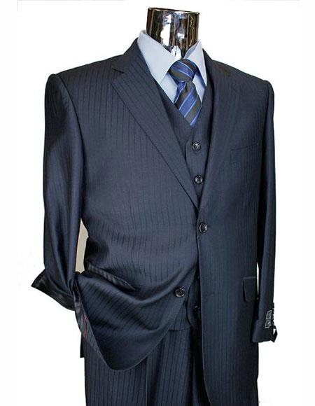 Athletic Cut Classic Suits Men's suit Classic Relax Fit Pleated Pants 19 Inch Bottom Dark Navy