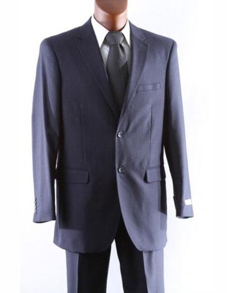 Men's Athletic Cut Classic suit Classic Relax Fit Pleated Pants 19 Inch Bottom Suits Dark Navy