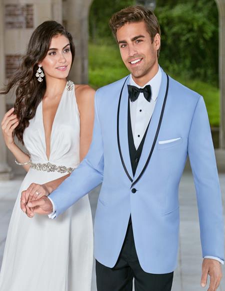 Sky Blue Tuxedo ~ Baby Blue Light Blue Tux Jacket and Vest and Pants