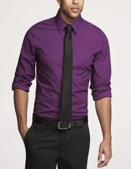 Purple Shirt Black Tie - Men's Neck Ties - Mens Dress Tie - Trendy Mens Ties